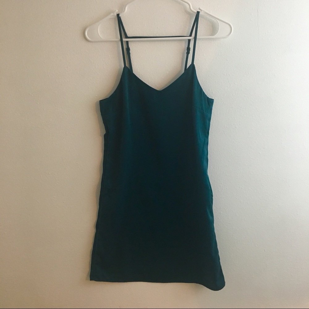 Teal Satin Slip Dress